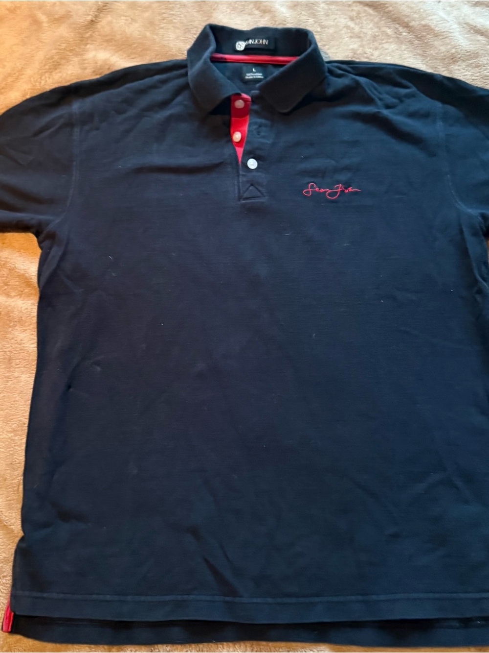 Sean John Navy Polo with Red Accent Trim